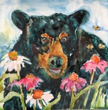 GuttormssonR-2018-Bear-Bees-watercolor-15x-15-framed-225-002