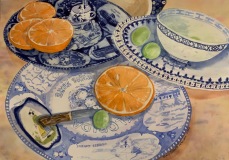 PetersenM-2003-Blue-Disheswith-Orages-and-Grapes-22x30-For-Sale-500-