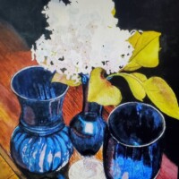 Blue Vase and Lilacs